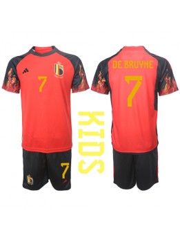 Billige Belgia Kevin De Bruyne #7 Hjemmedraktsett Barn VM 2022 Kortermet (+ Korte bukser)